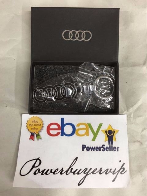 AUDI Keychain SILVER Metal Alloy Keyring, Key Chain, Keyfob, W/Gift Box - Click Image to Close